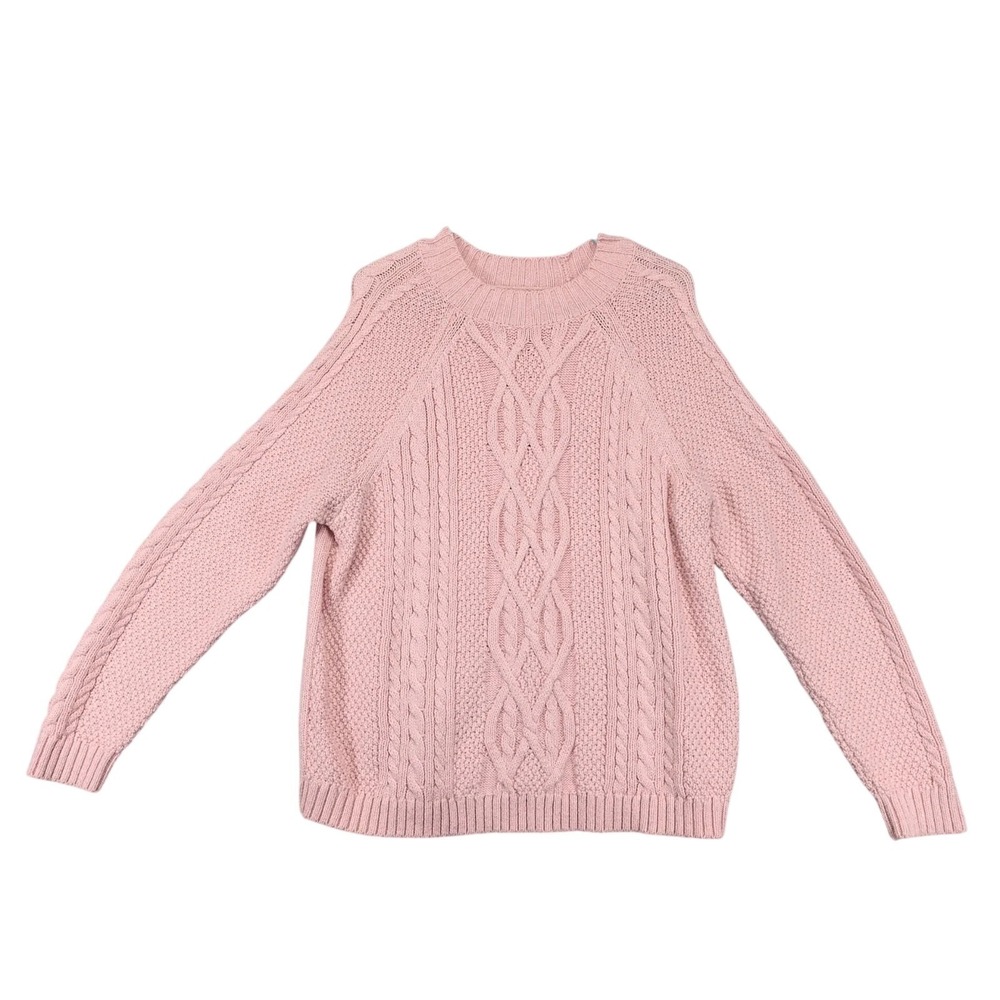 Abercrombie & Fitch Pink Cable Knit Pullover Sweater Womens XL Gold Fleck Soft